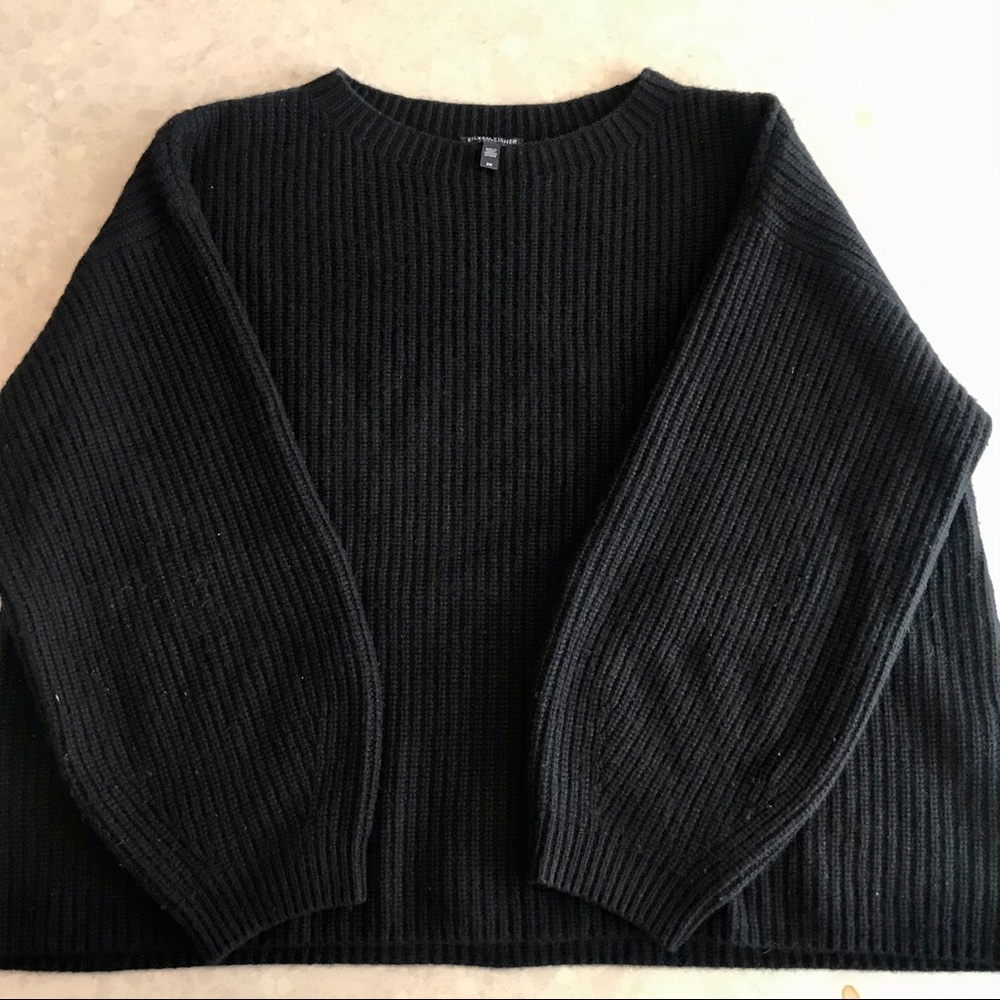 Eileen Fisher Luxe Cashmere Sweater, Black 2x EUC
